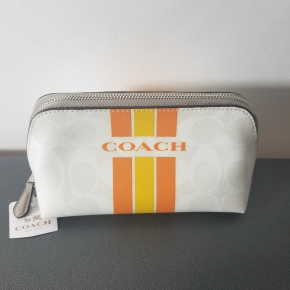 Coach Handbags - Coach Orange Varsity Stripe Cosmetic Case NWT Coach Handbags - Coach Orange Varsity Stripe Cosmetic Case NWT